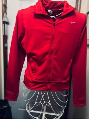 Nike Women's Red Zip-Front Bomber Jacket